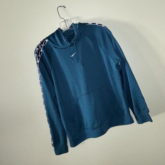 Nike Sweatshirt Women Medium Blue Hoodie Sweat Shirt Logo Center Swoosh Sleeves - Picture 2 of 8